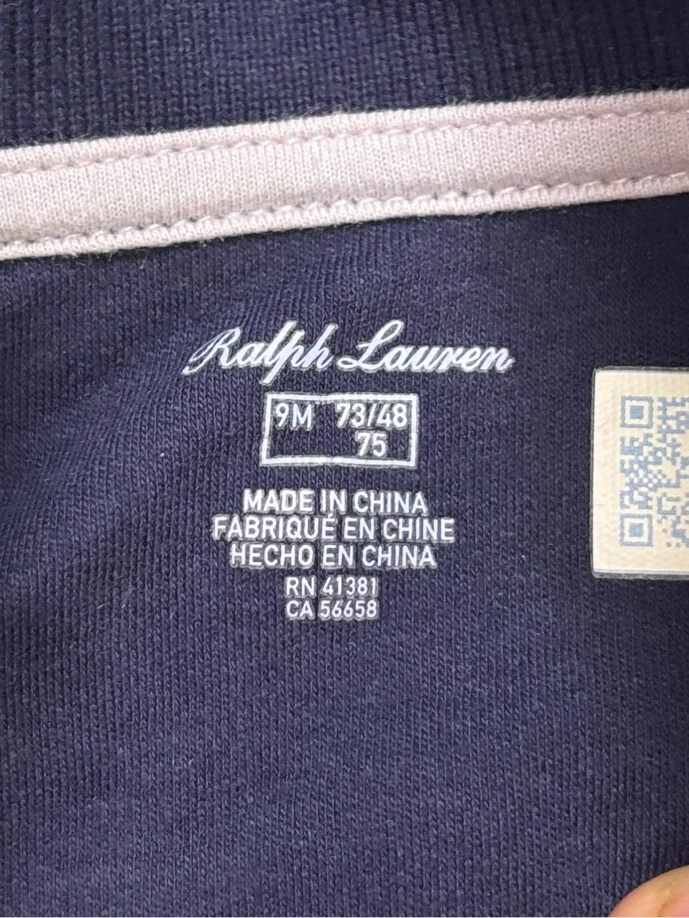 Ralph Lauren Baby Girls 9M Navy Polo Dress Ruffle Romper Preppy